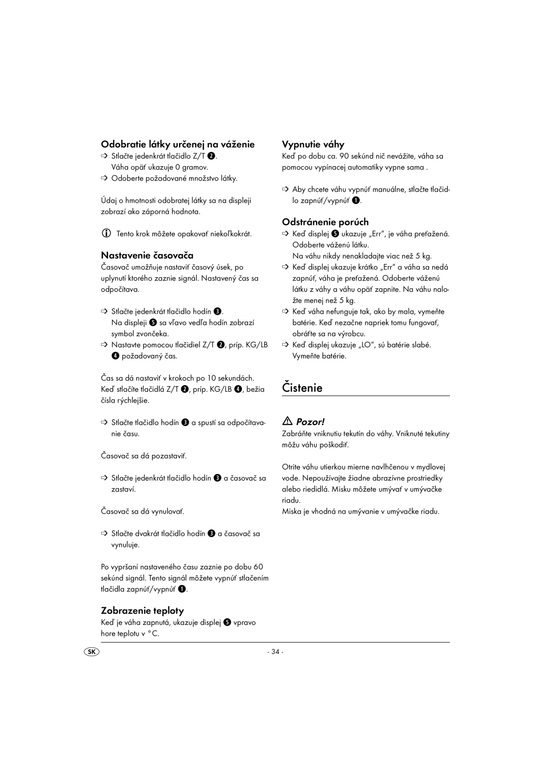 Kompernass KH 1156 operating instructions Čistenie 