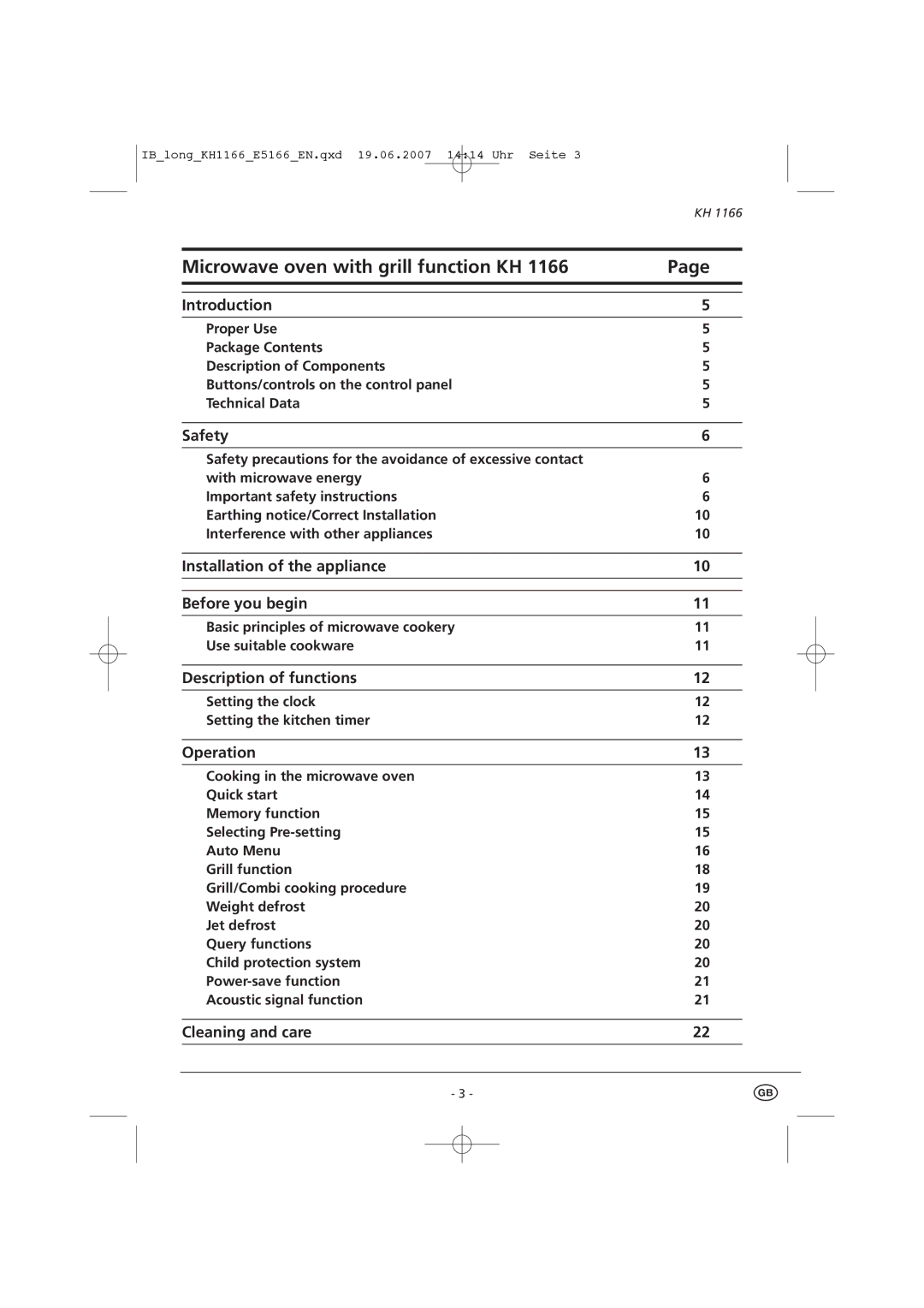 Kompernass KH 1166 manual Introduction, Safety, Installation of the appliance Before you begin, Description of functions 