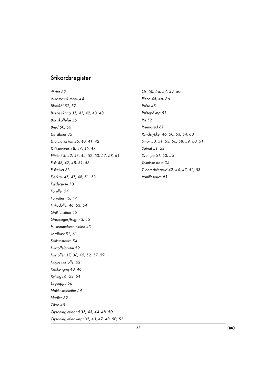 Kompernass KH 1167 operating instructions Stikordsregister 