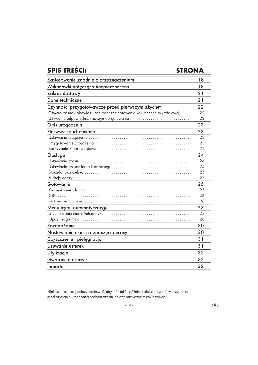 Kompernass KH 1168 manual Spis Treści Strona, Uruchamianie menu Automatyka Opisy programów 