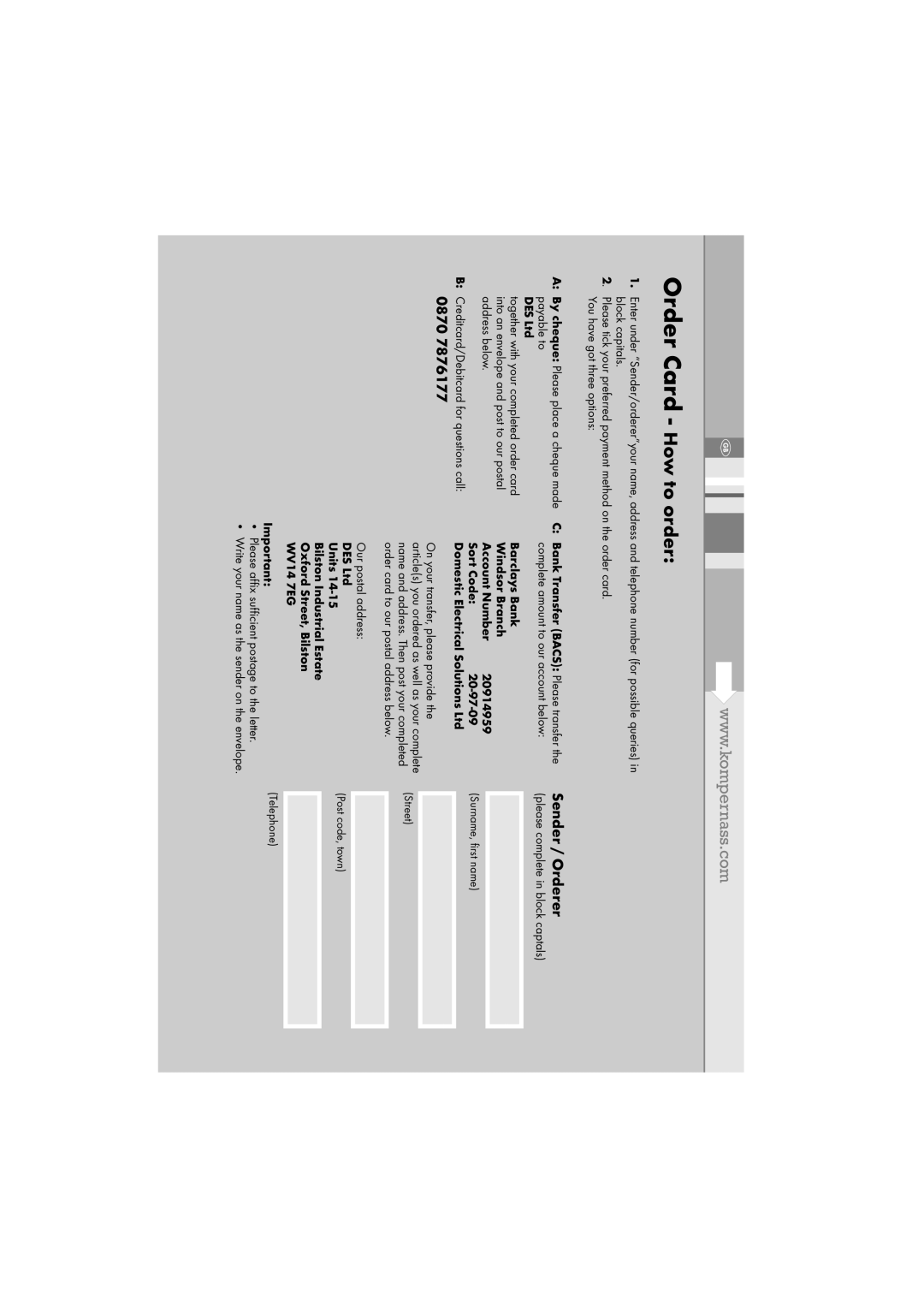 Kompernass KH 1171 manual Please complete in block captals, On your transfer, please provide 