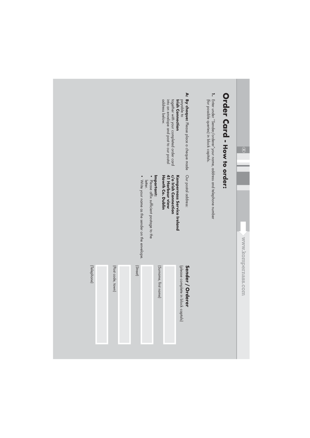 Kompernass KH 1171 manual Order Card - How to order, Sender / Orderer 