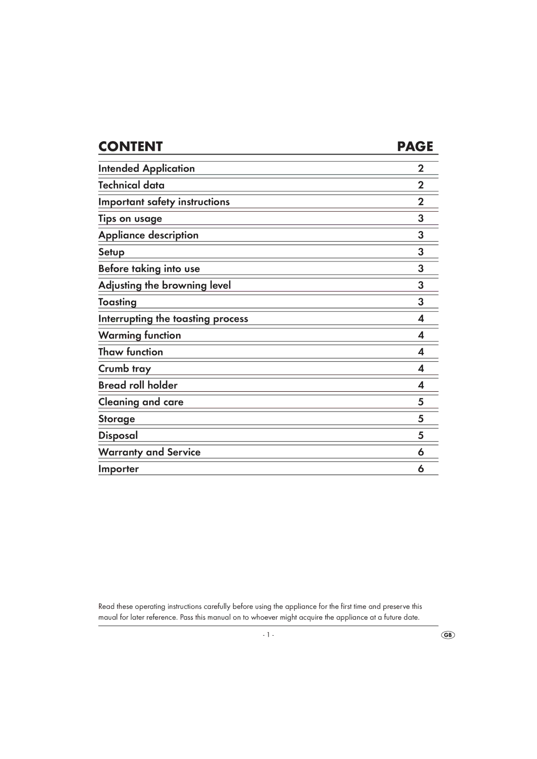 Kompernass KH 1208 operating instructions Content 