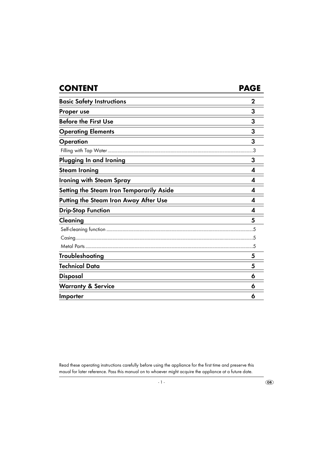 Kompernass KH 1281 operating instructions Content 