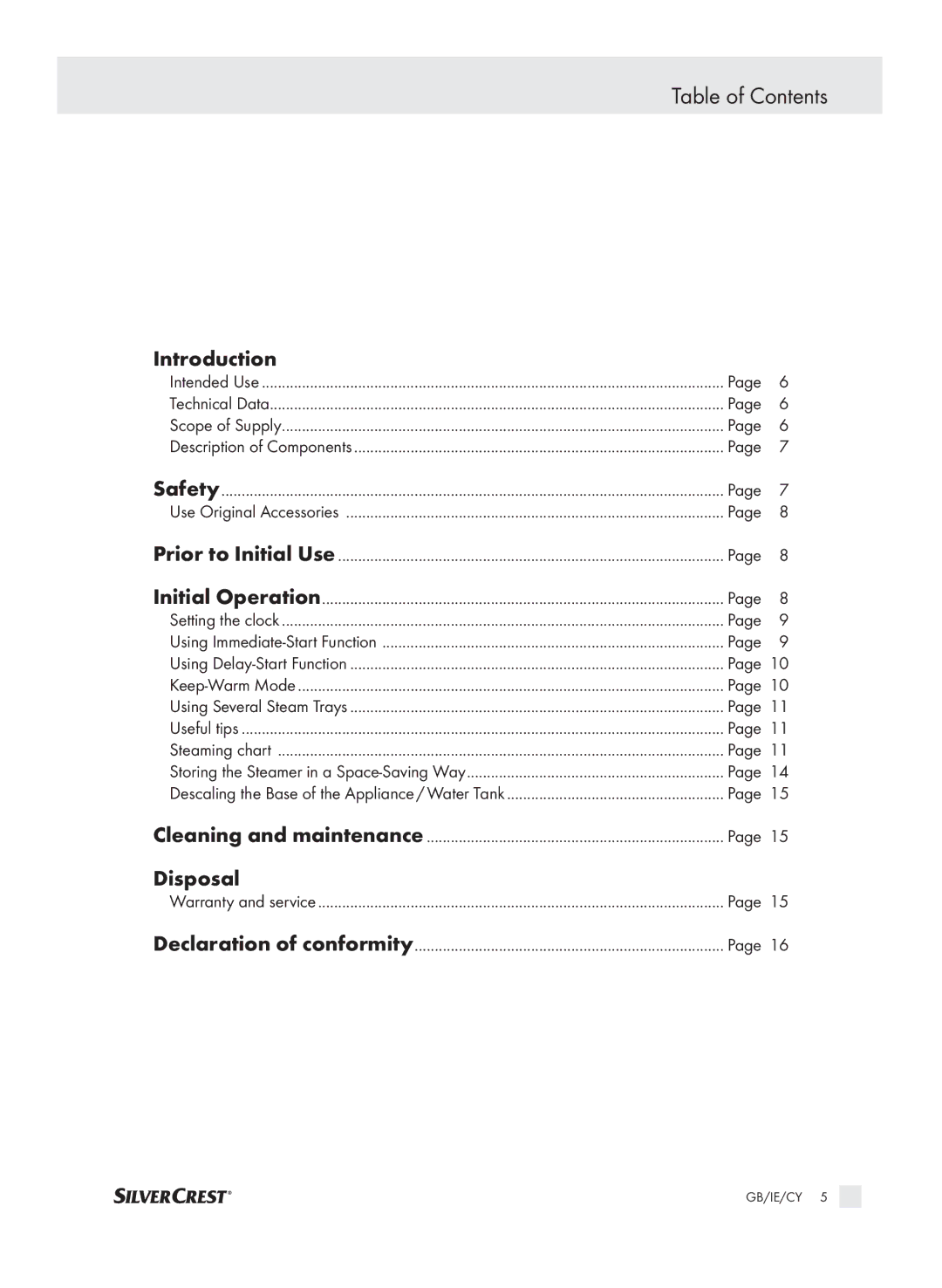 Kompernass KH 1560 manual Table of Contents 