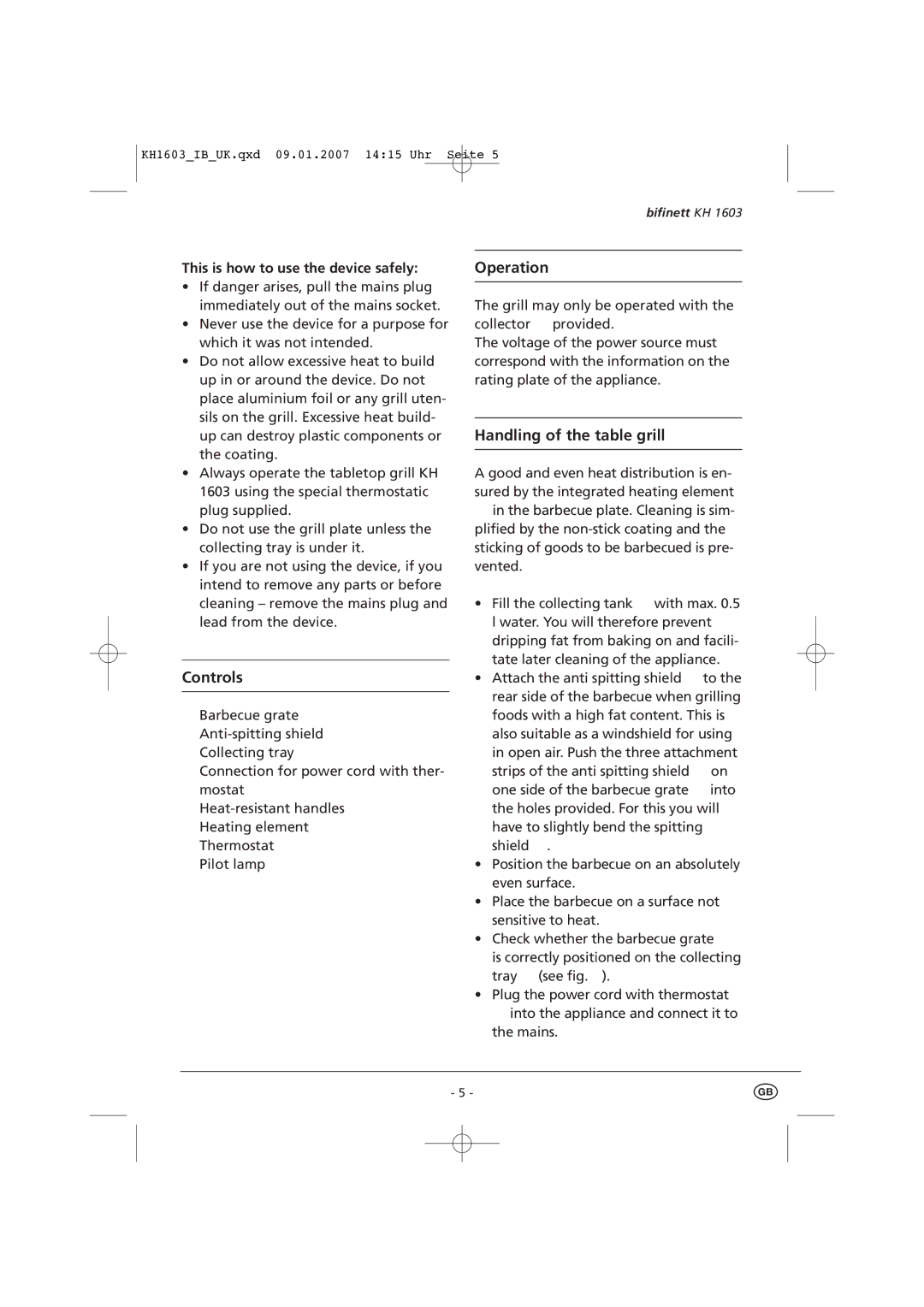 Kompernass KH 1603 manual This is how to use the device safely 