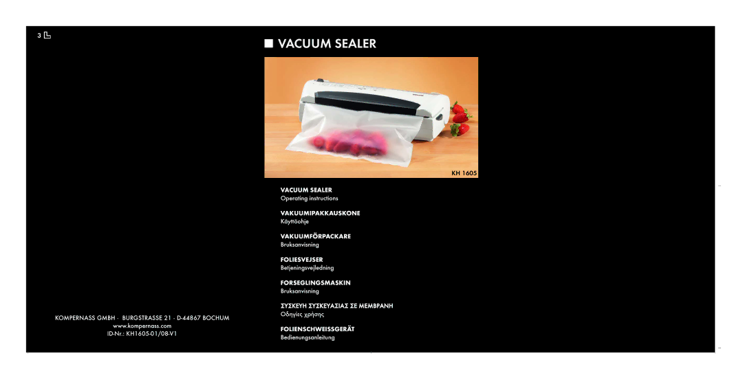 Kompernass KH 1605 manual Vacuum Sealer 