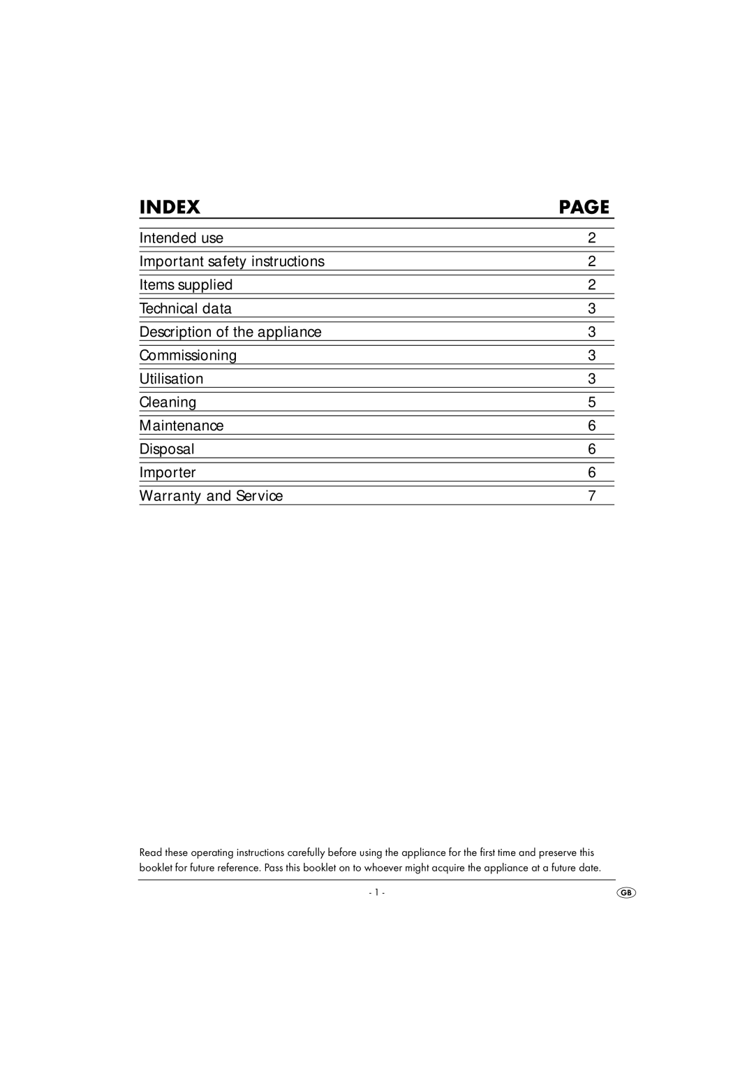 Kompernass KH 1605 manual Index 