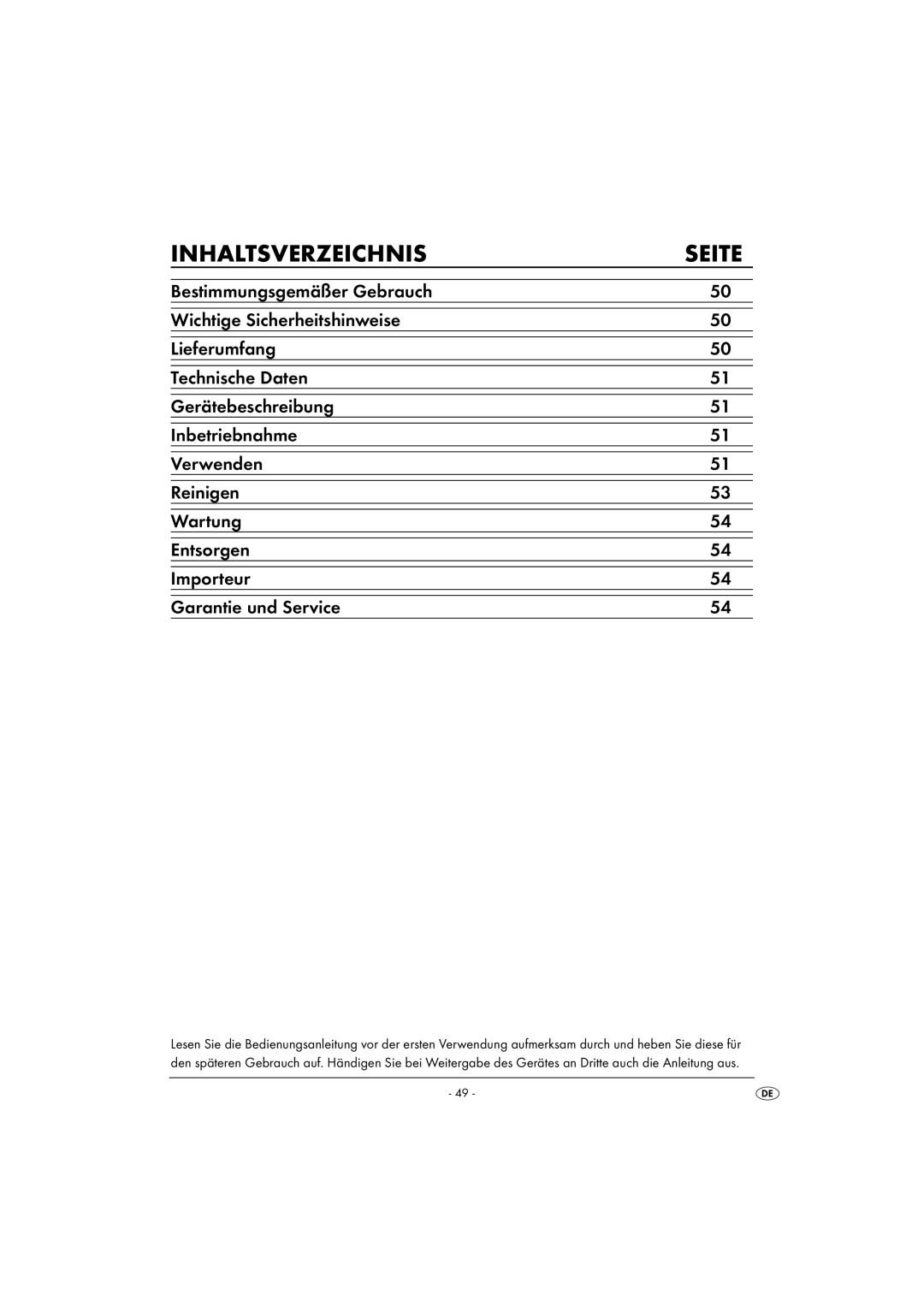 Kompernass KH 1605 manual Inhaltsverzeichnis Seite 