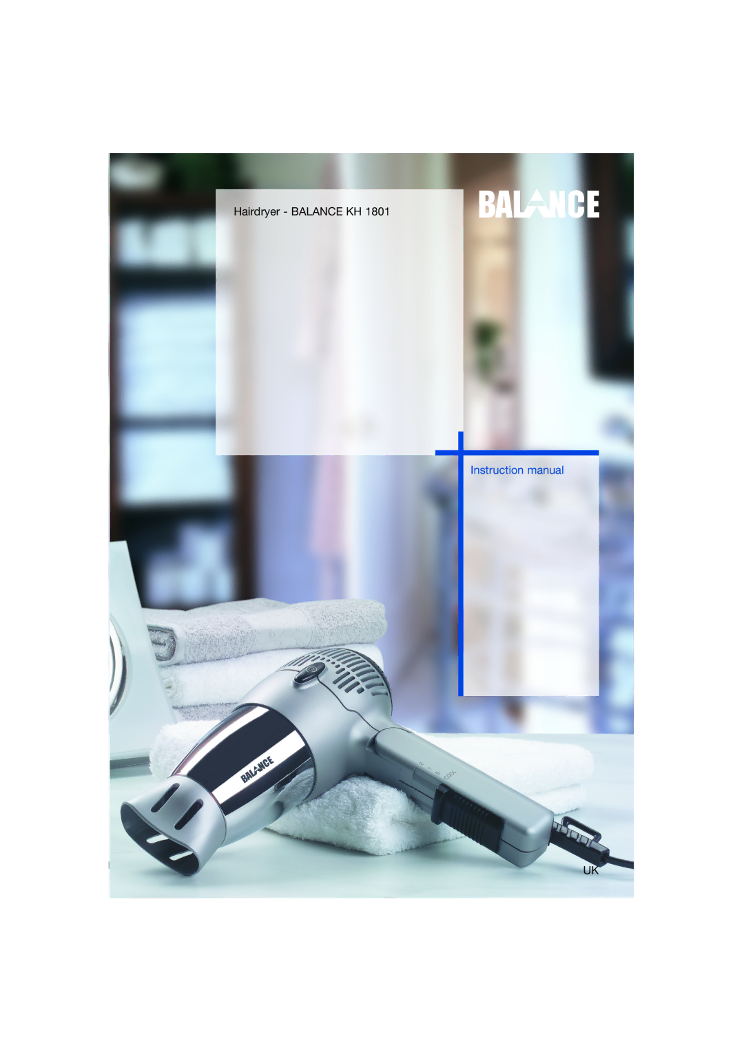 Kompernass KH 1801 instruction manual Hairdryer Balance KH 