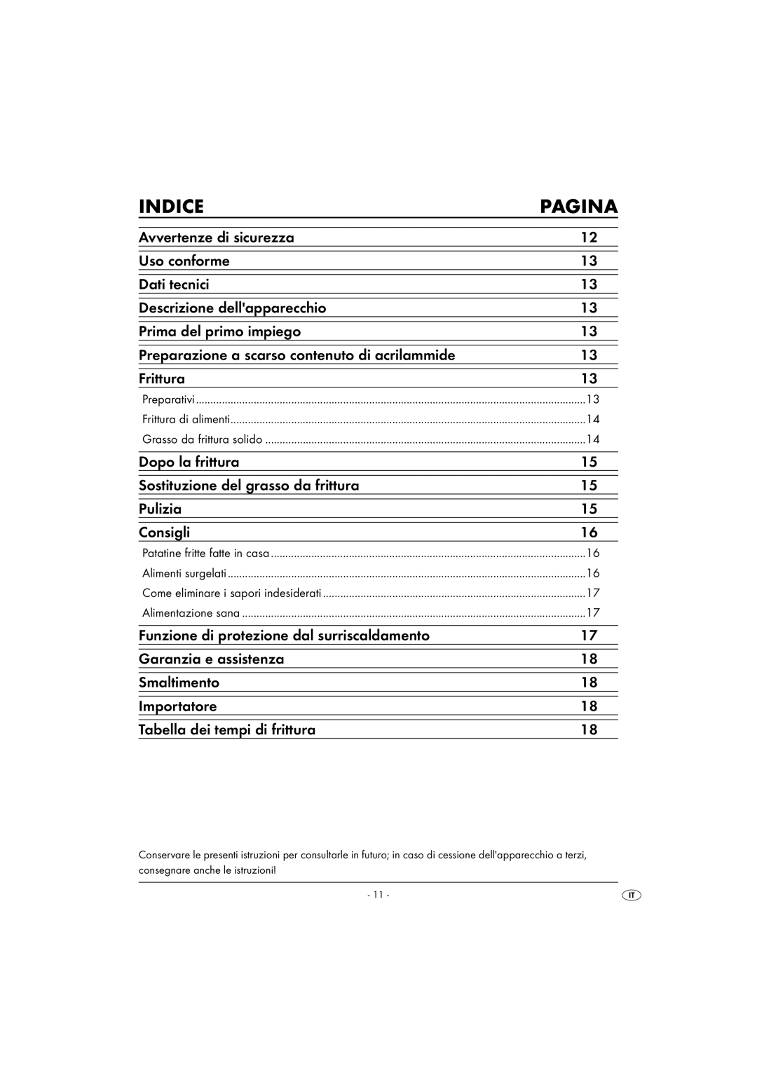 Kompernass KH 2000 operating instructions Indice Pagina 