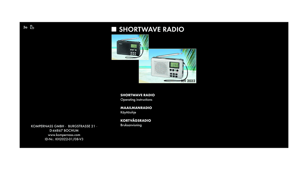 Kompernass KH 2022 manual Shortwave Radio 