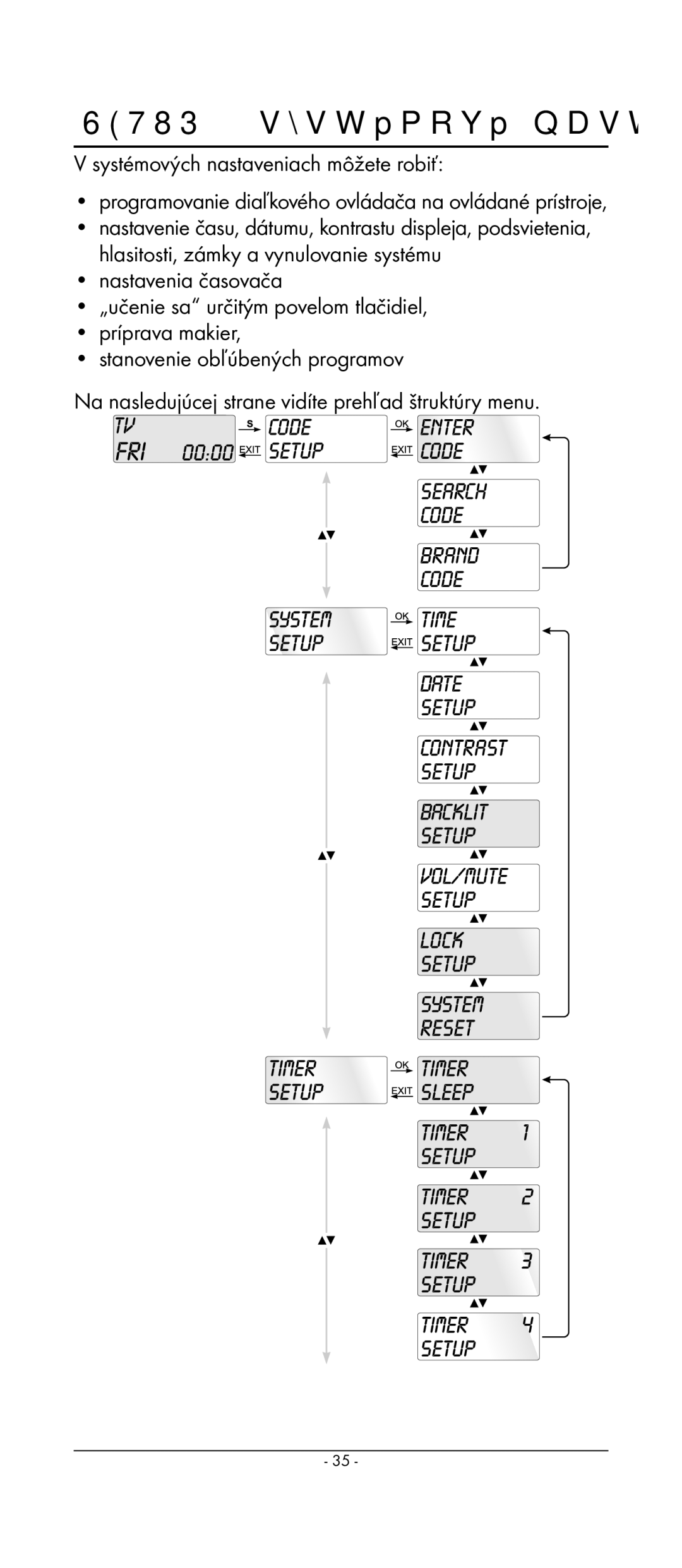 Kompernass KH 2159 manual Setup systémové nastavenia, Systémových nastaveniach môžete robiť 