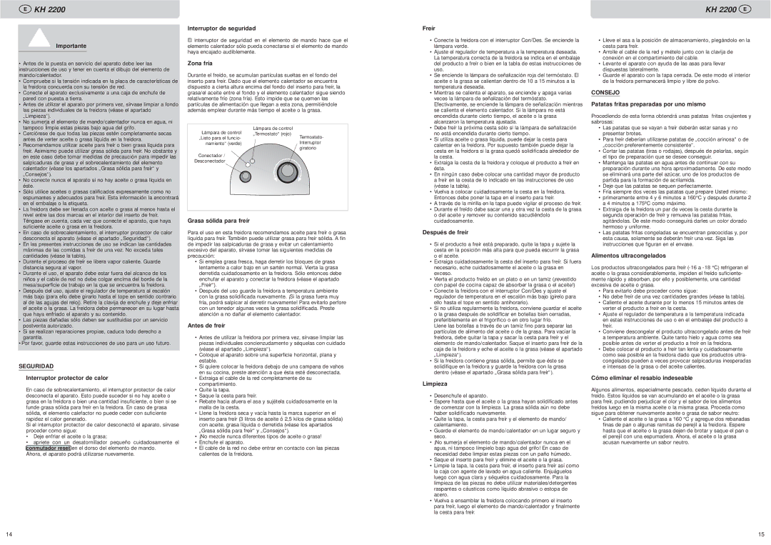 Kompernass manual KH 2200 E, Seguridad, Consejo 