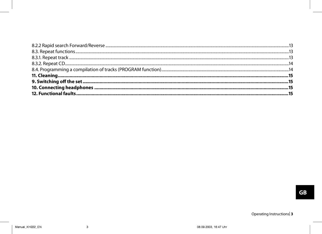 Kompernass KH 222 operating instructions .. Programming a compilation of tracks Program function 