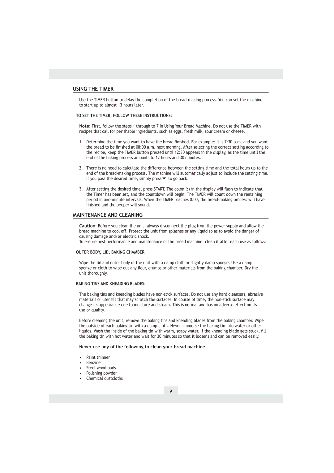 Kompernass kh 2230 manual Using the Timer, Maintenance and Cleaning, To SET the TIMER, Follow These Instructions 