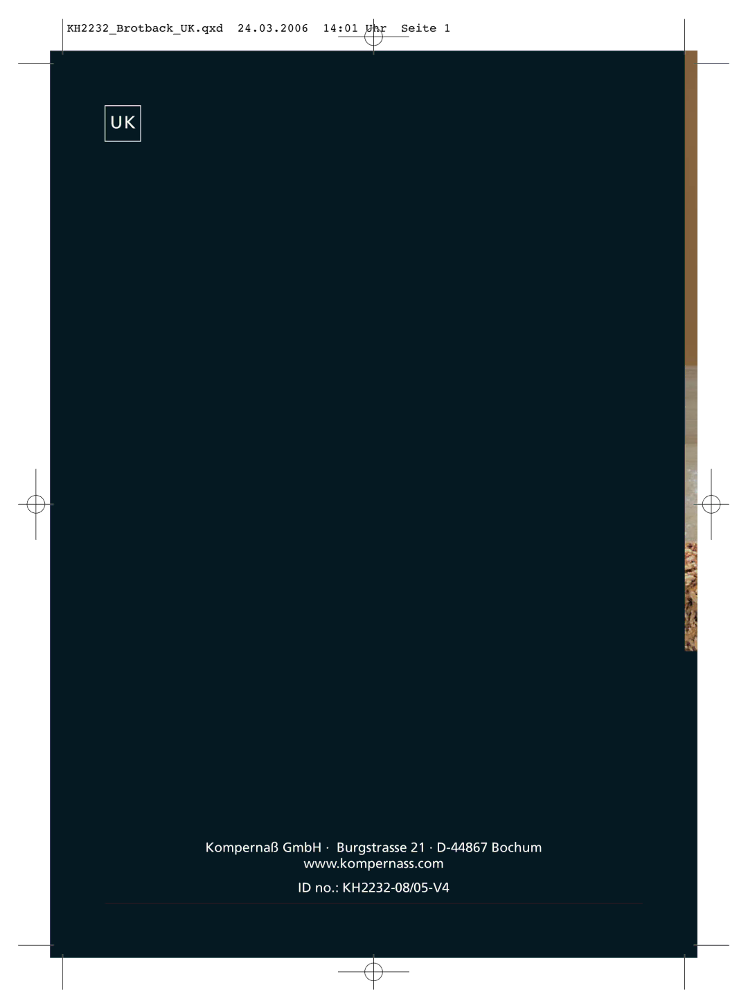Kompernass KH 2232 manual KH2232BrotbackUK.qxd 24.03.2006 1401 Uhr Seite 
