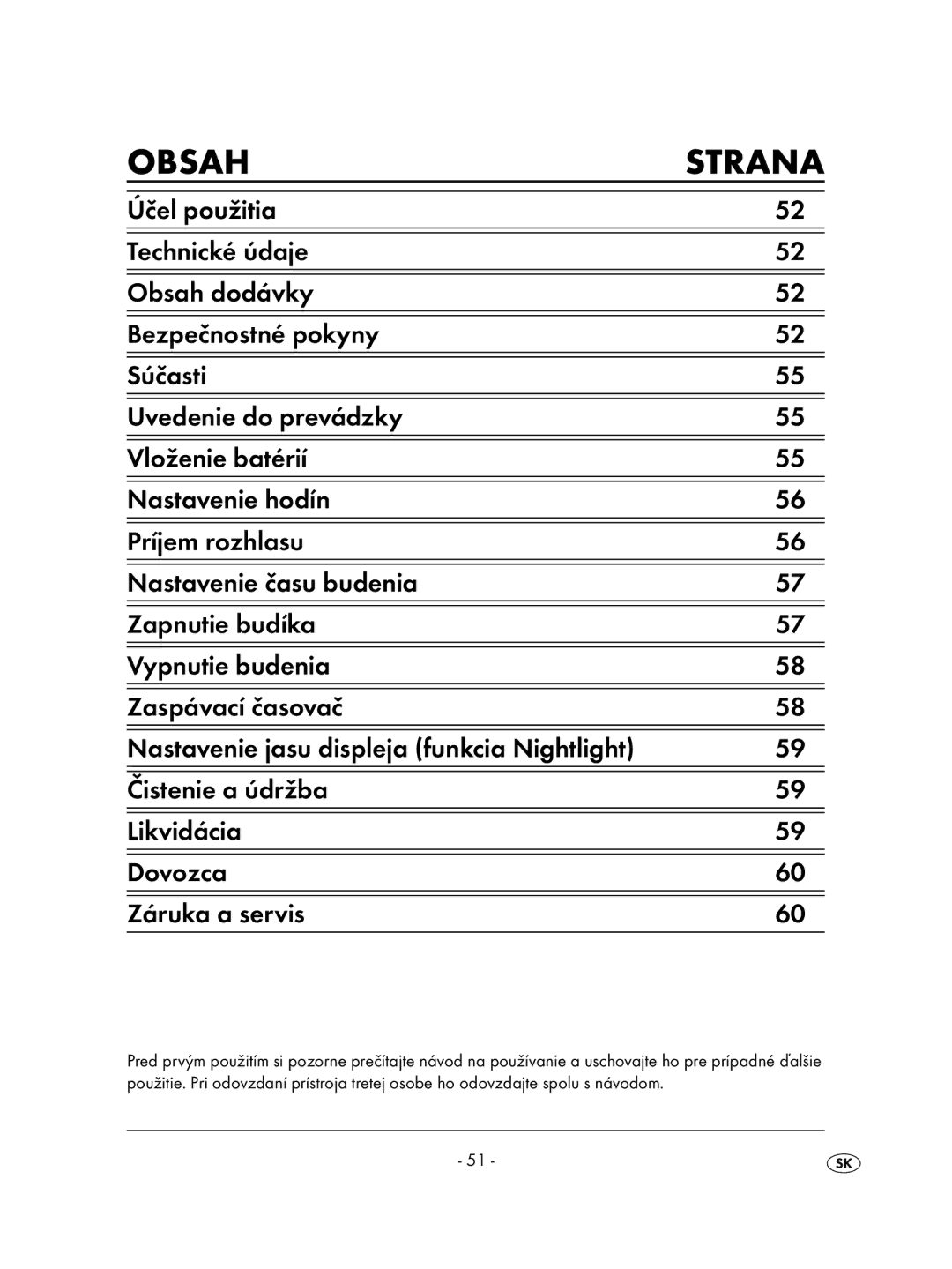 Kompernass KH 2236 operating instructions Obsah Strana 