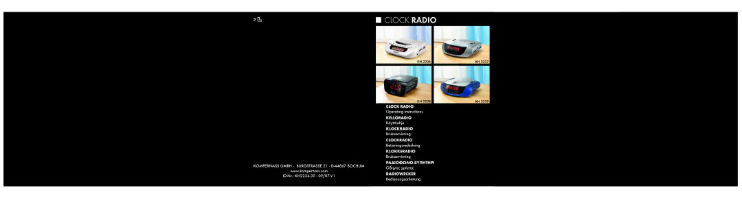 Kompernass KH 2237, KH 2239, KH 2238, KH 2257 operating instructions Clock Radio 