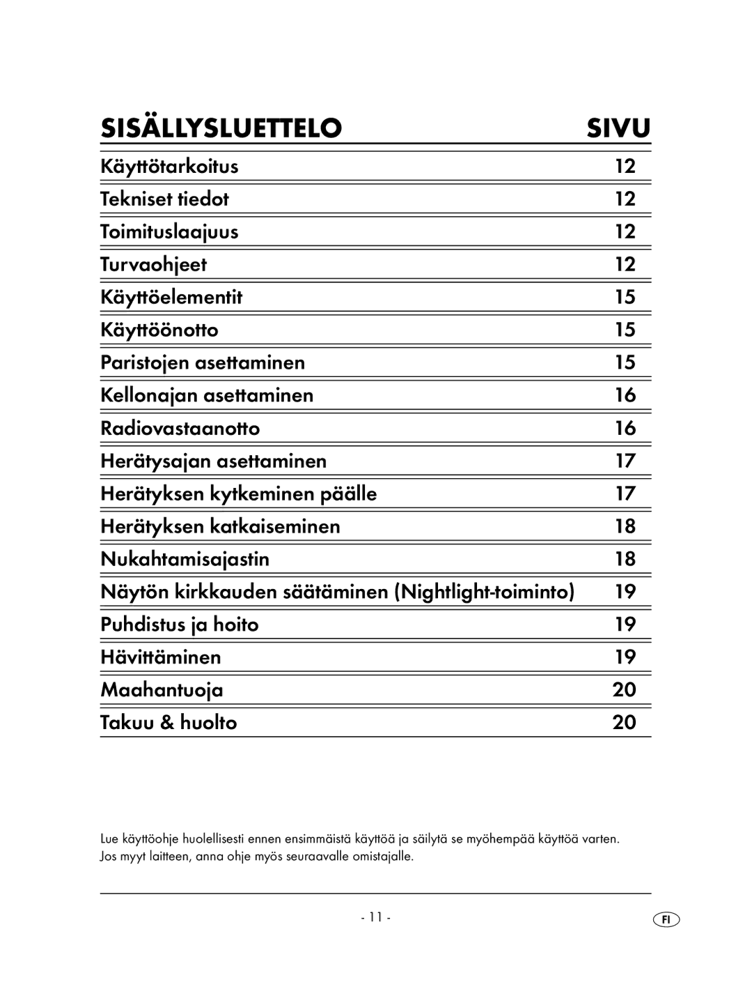 Kompernass KH 2237, KH 2239, KH 2238, KH 2257 operating instructions Sisällysluettelo Sivu 