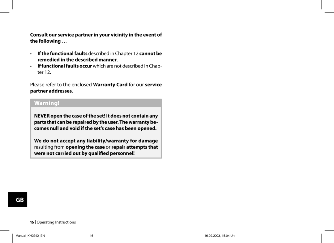 Kompernass KH 2242 operating instructions  Operating Instructions 