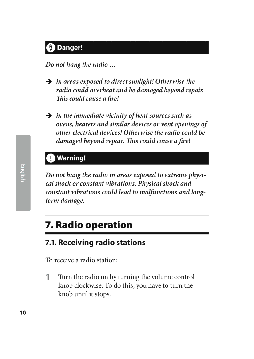 Kompernass KH 2245 manual Radio operation, Receiving radio stations 