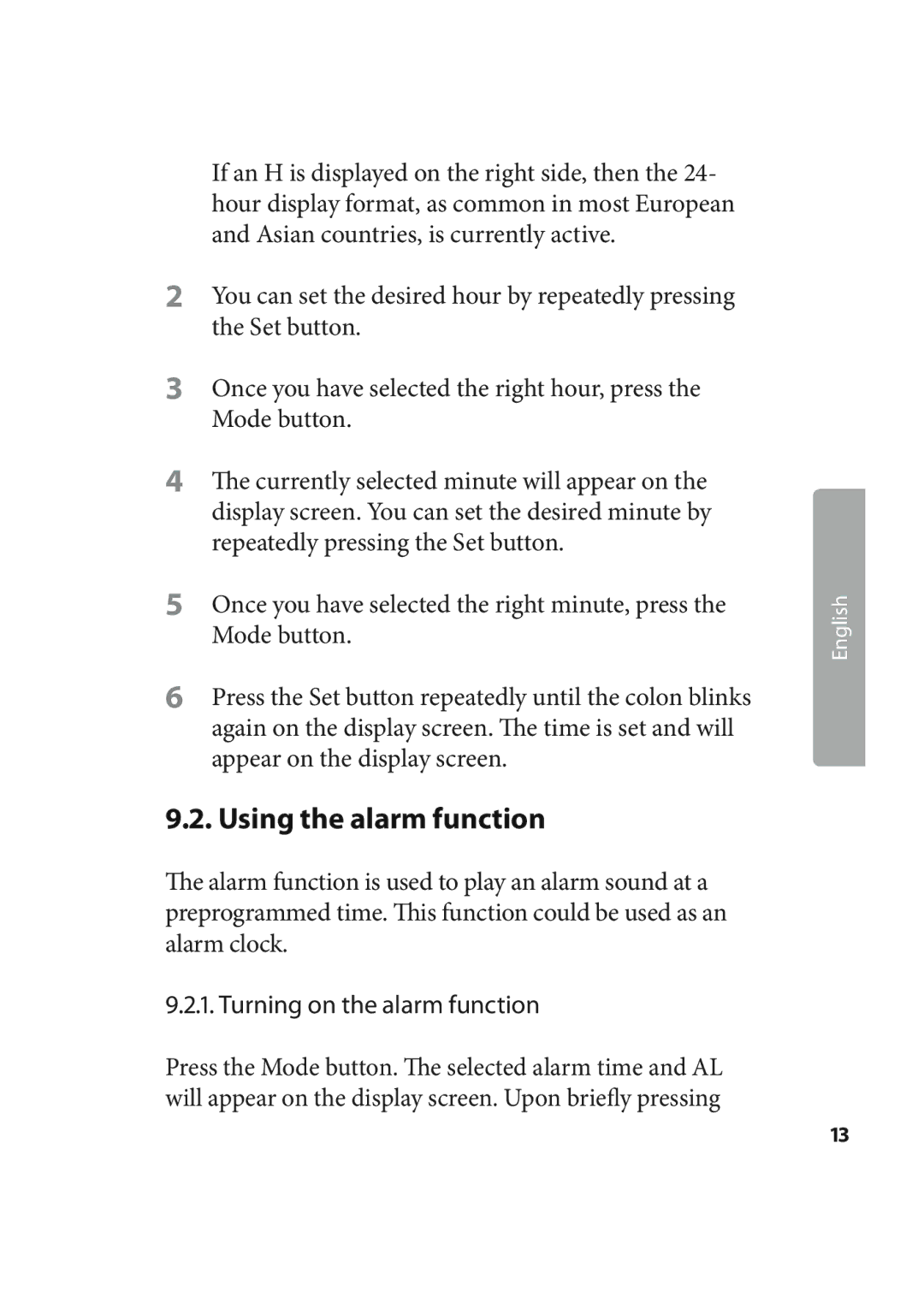 Kompernass KH 2245 manual Using the alarm function 