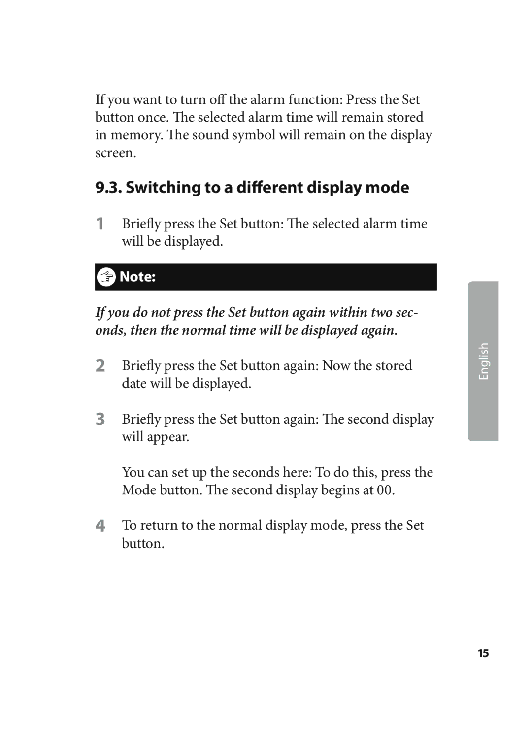 Kompernass KH 2245 manual Switching to a diﬀerent display mode 