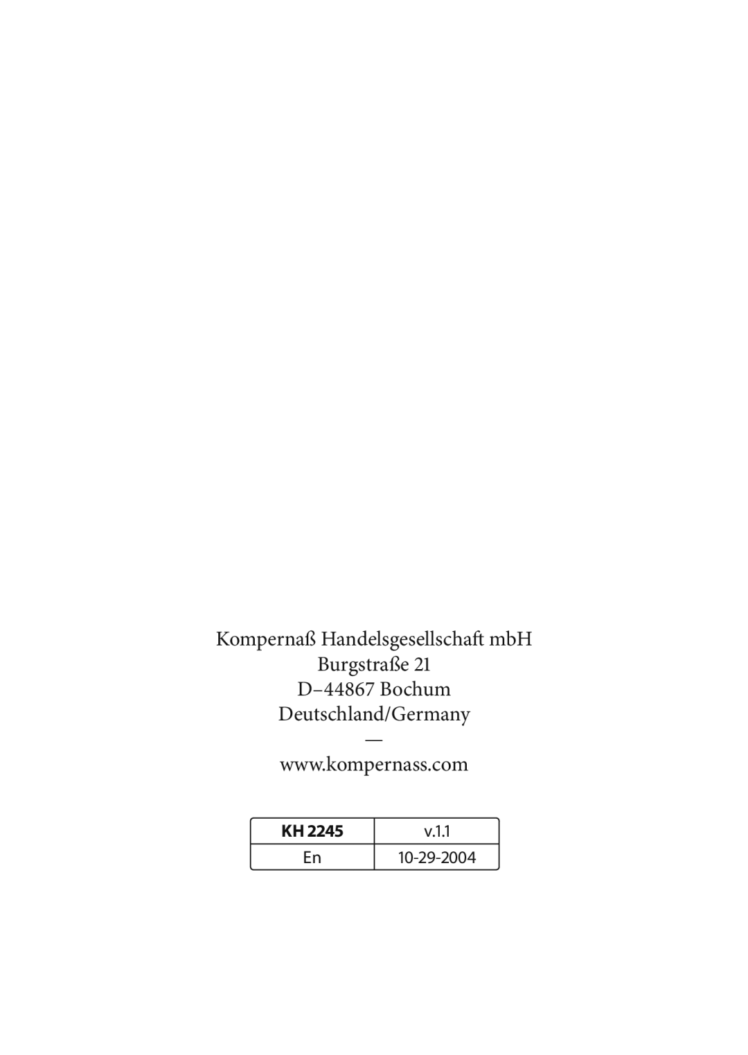 Kompernass KH 2245 manual 10-29-2004 