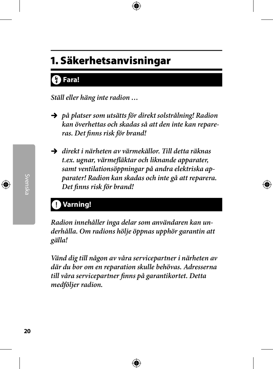 Kompernass KH 2246 manual . Säkerhetsanvisningar, † Fara 