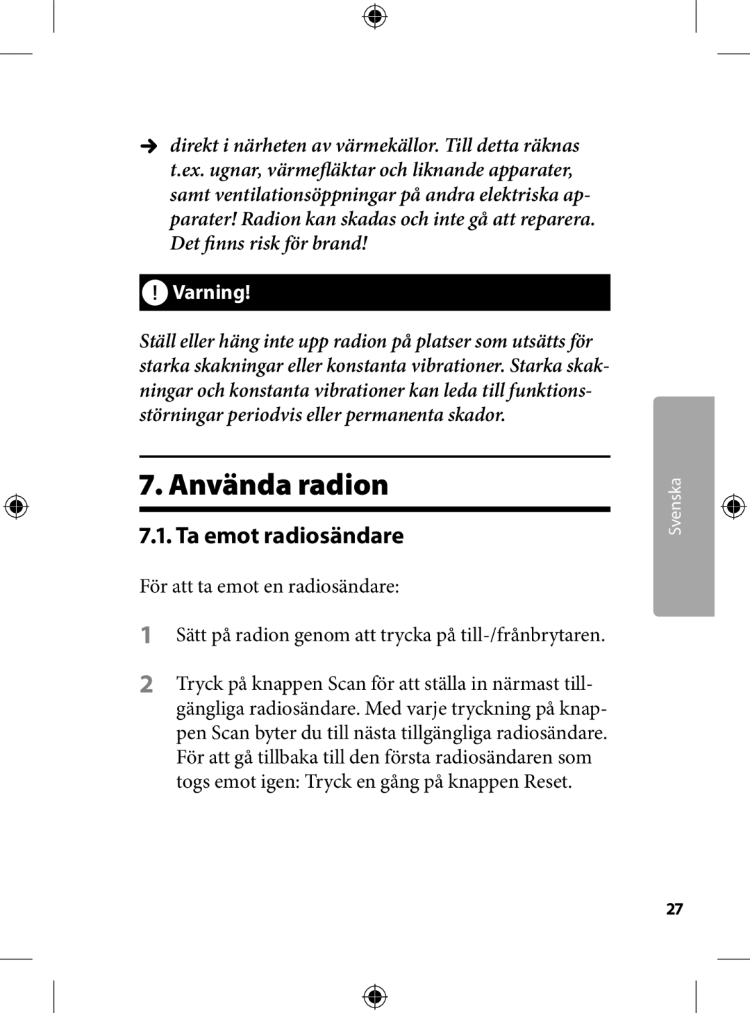 Kompernass KH 2246 manual . Använda radion, .. Ta emot radiosändare 