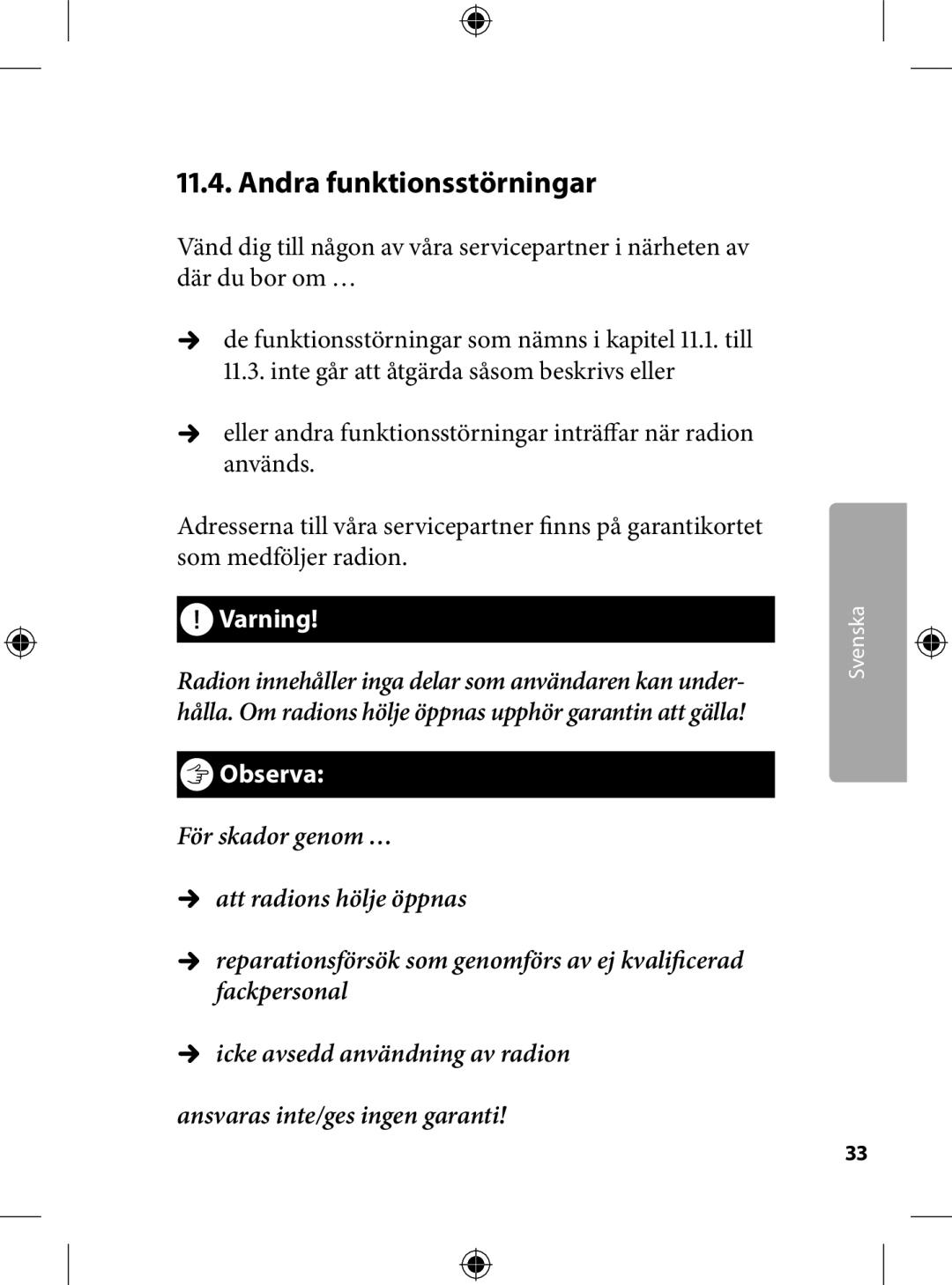 Kompernass KH 2246 manual .. Andra funktionsstörningar 