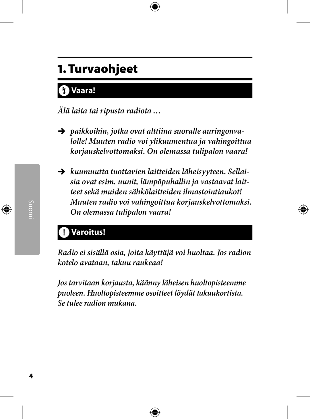 Kompernass KH 2246 manual . Turvaohjeet, † Vaara 