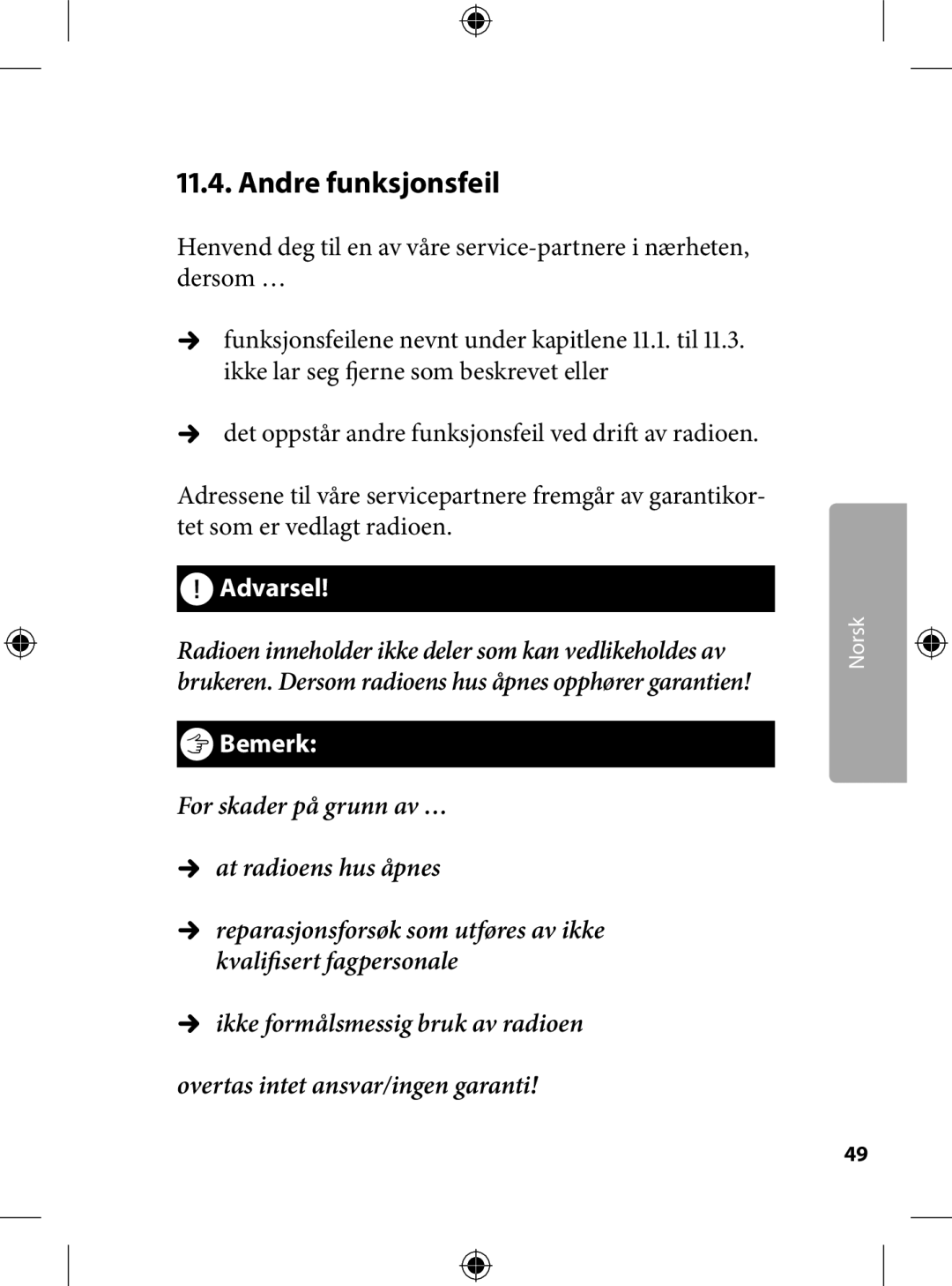 Kompernass KH 2246 manual .. Andre funksjonsfeil 