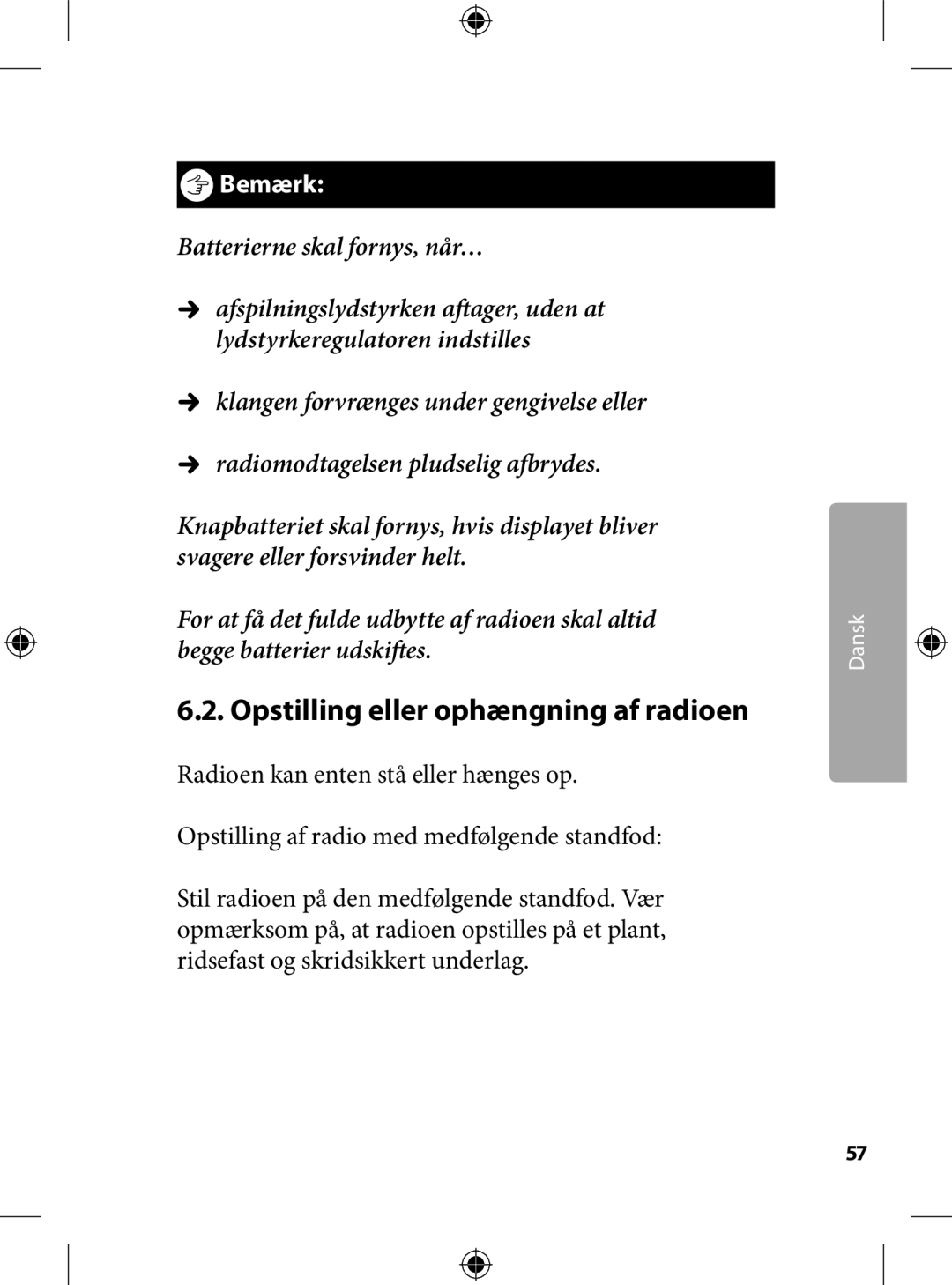 Kompernass KH 2246 manual .. Opstilling eller ophængning af radioen 