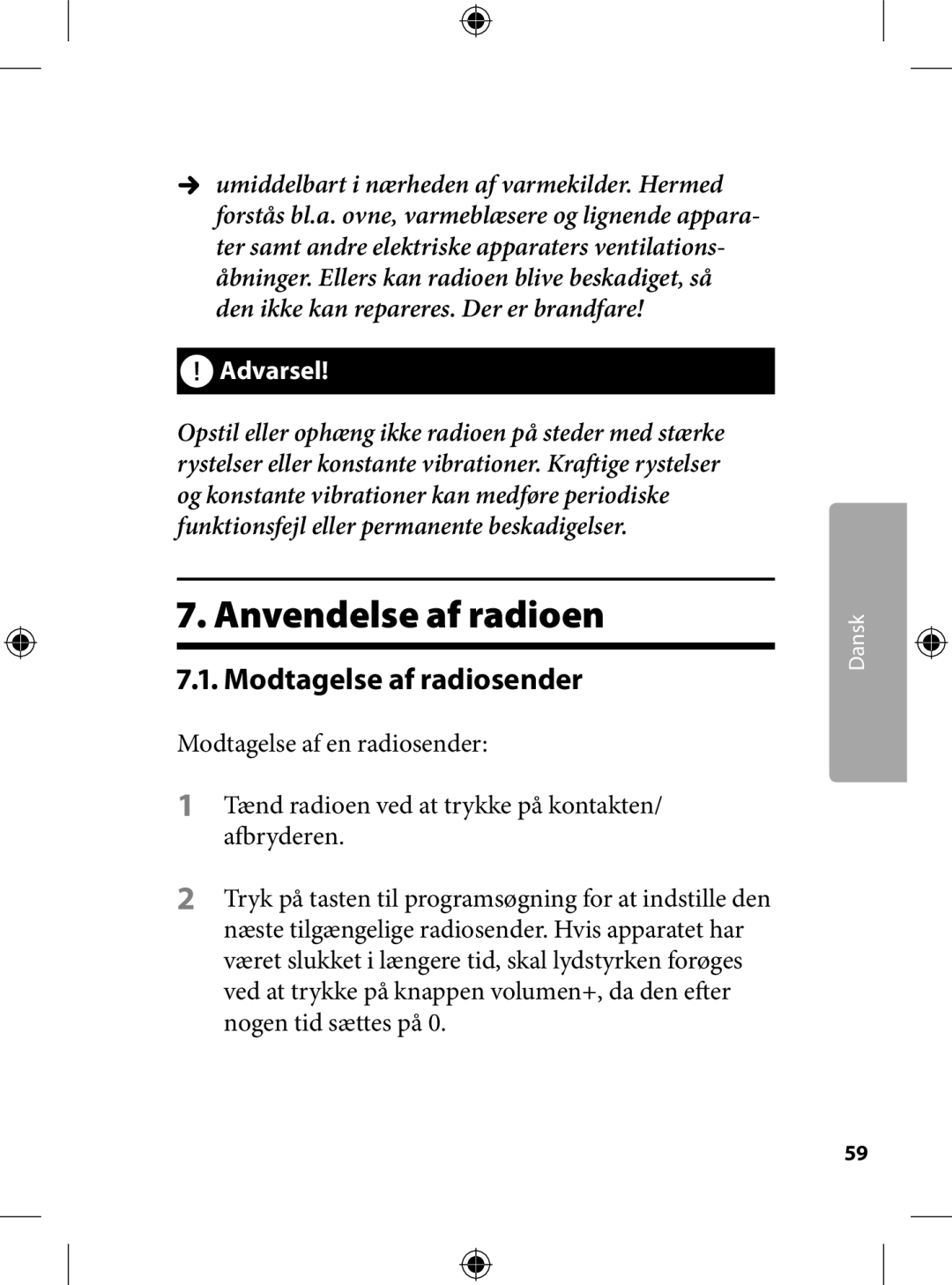 Kompernass KH 2246 manual . Anvendelse af radioen, .. Modtagelse af radiosender 