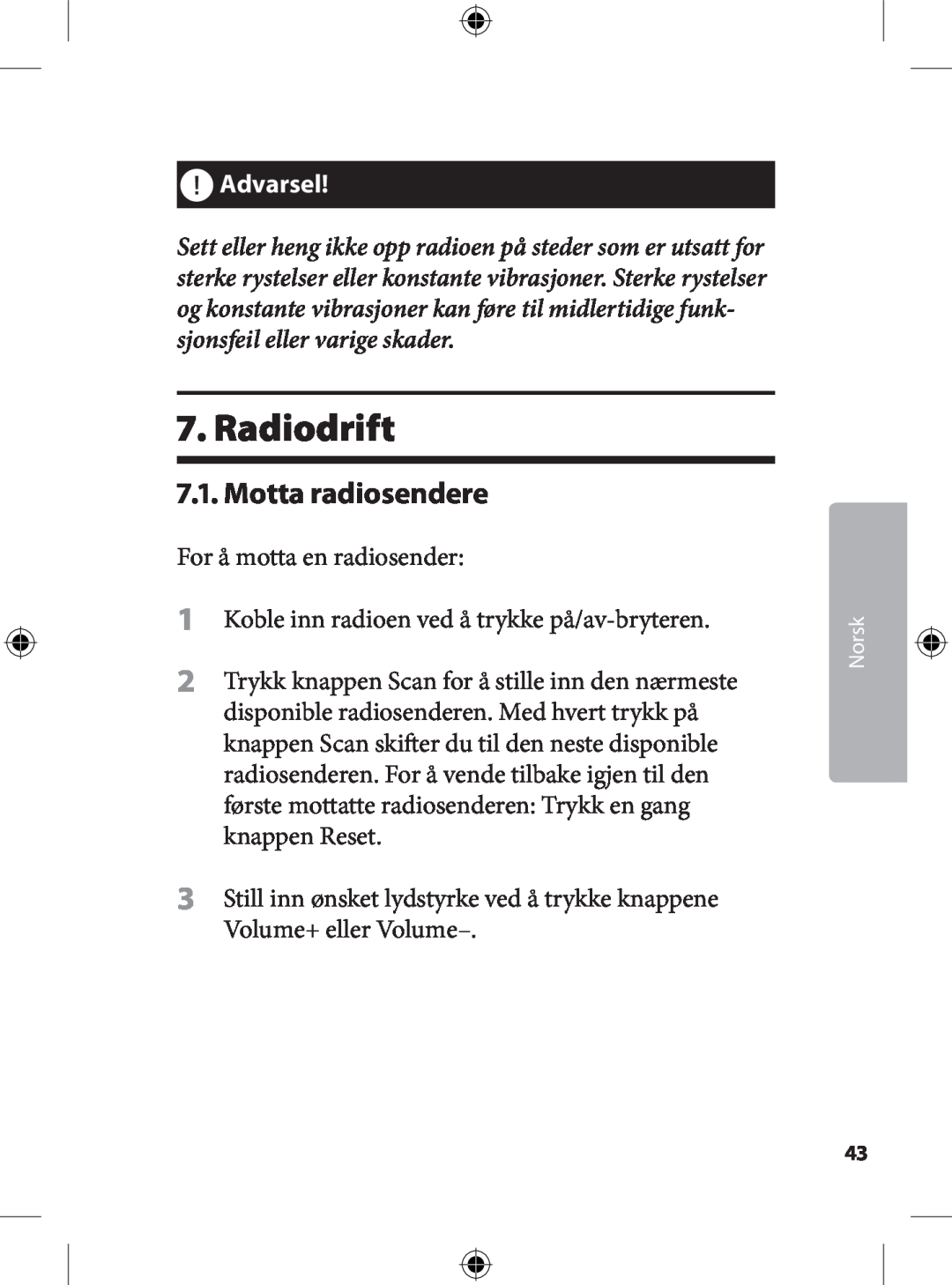 Kompernass KH 2246 manual . Radiodrift, .. Motta radiosendere, Advarsel 