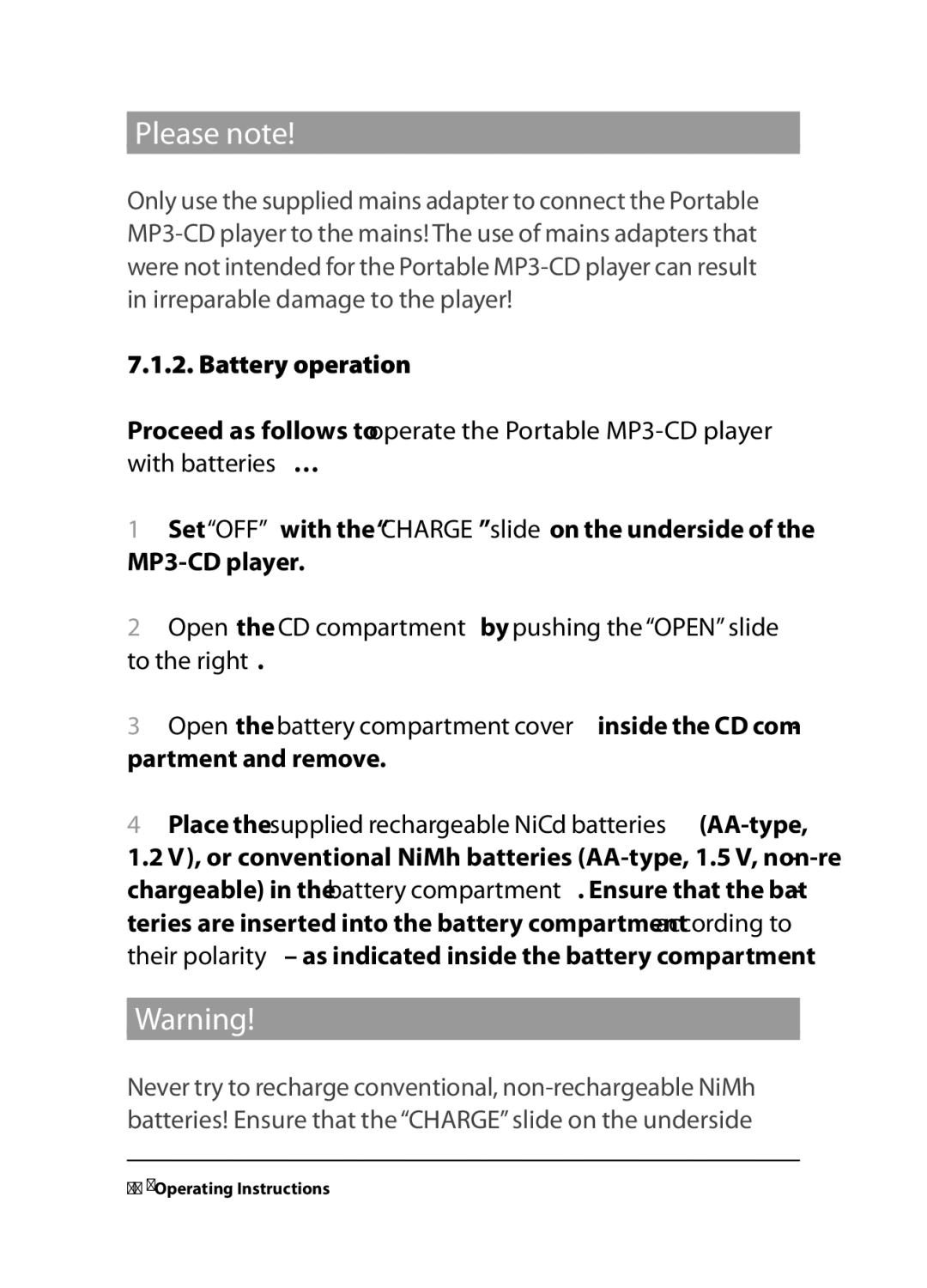 Kompernass KH 2260, KH 2258, KH 2259 operating instructions  Operating Instructions 