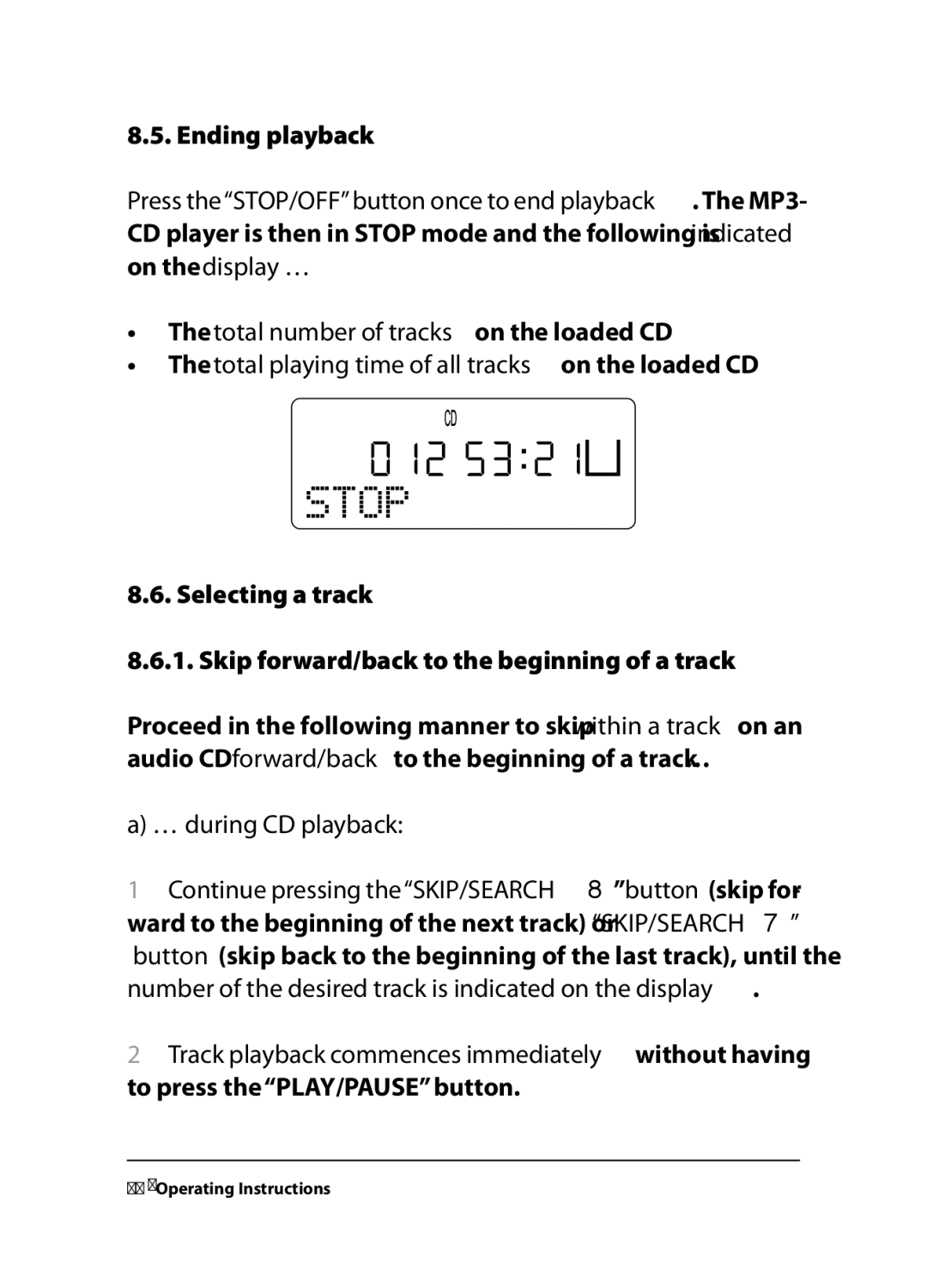 Kompernass KH 2258, KH 2260, KH 2259 operating instructions … during CD playback 