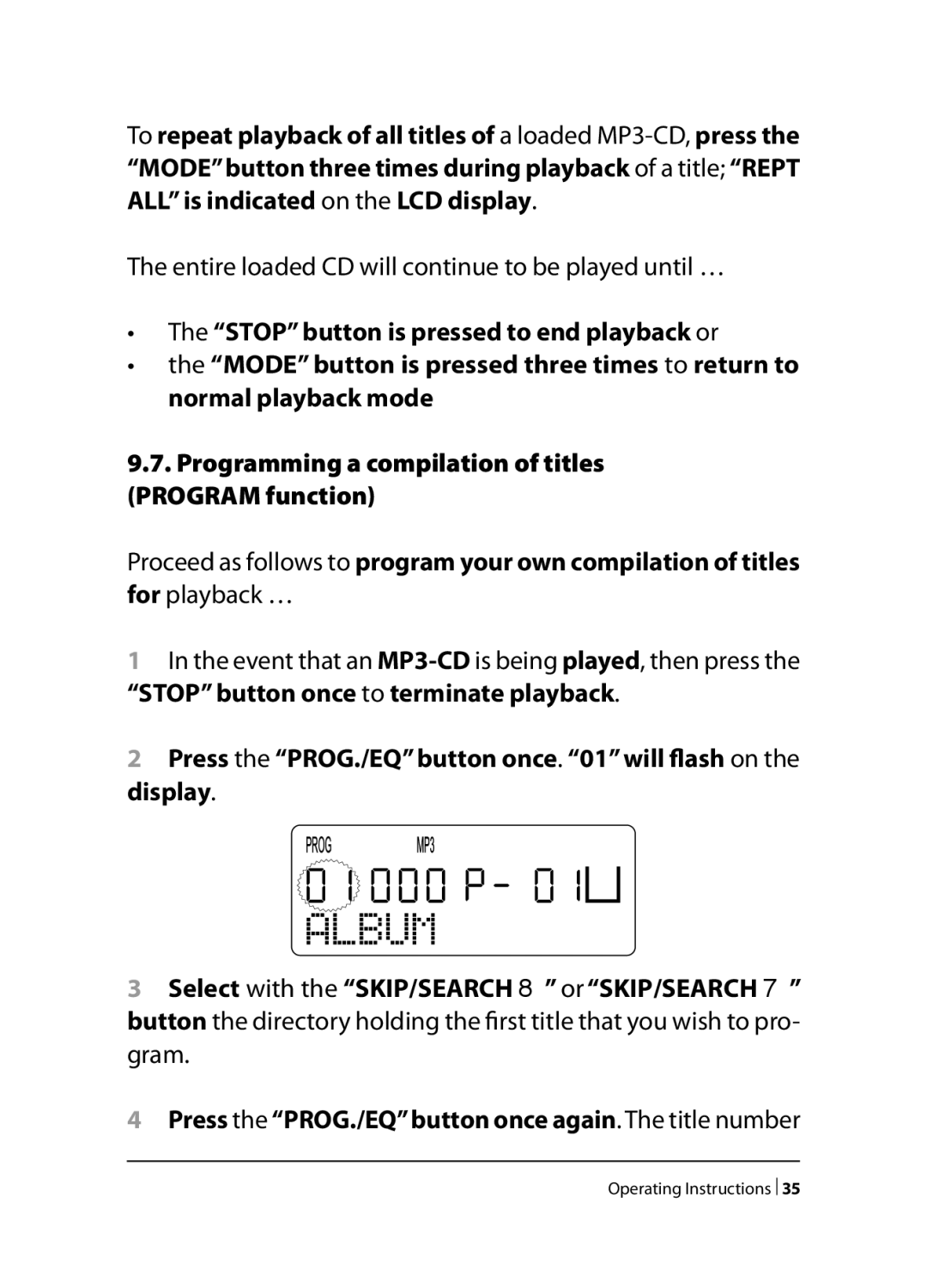 Kompernass KH 2260, KH 2258, KH 2259 operating instructions Entire loaded CD will continue to be played until … 