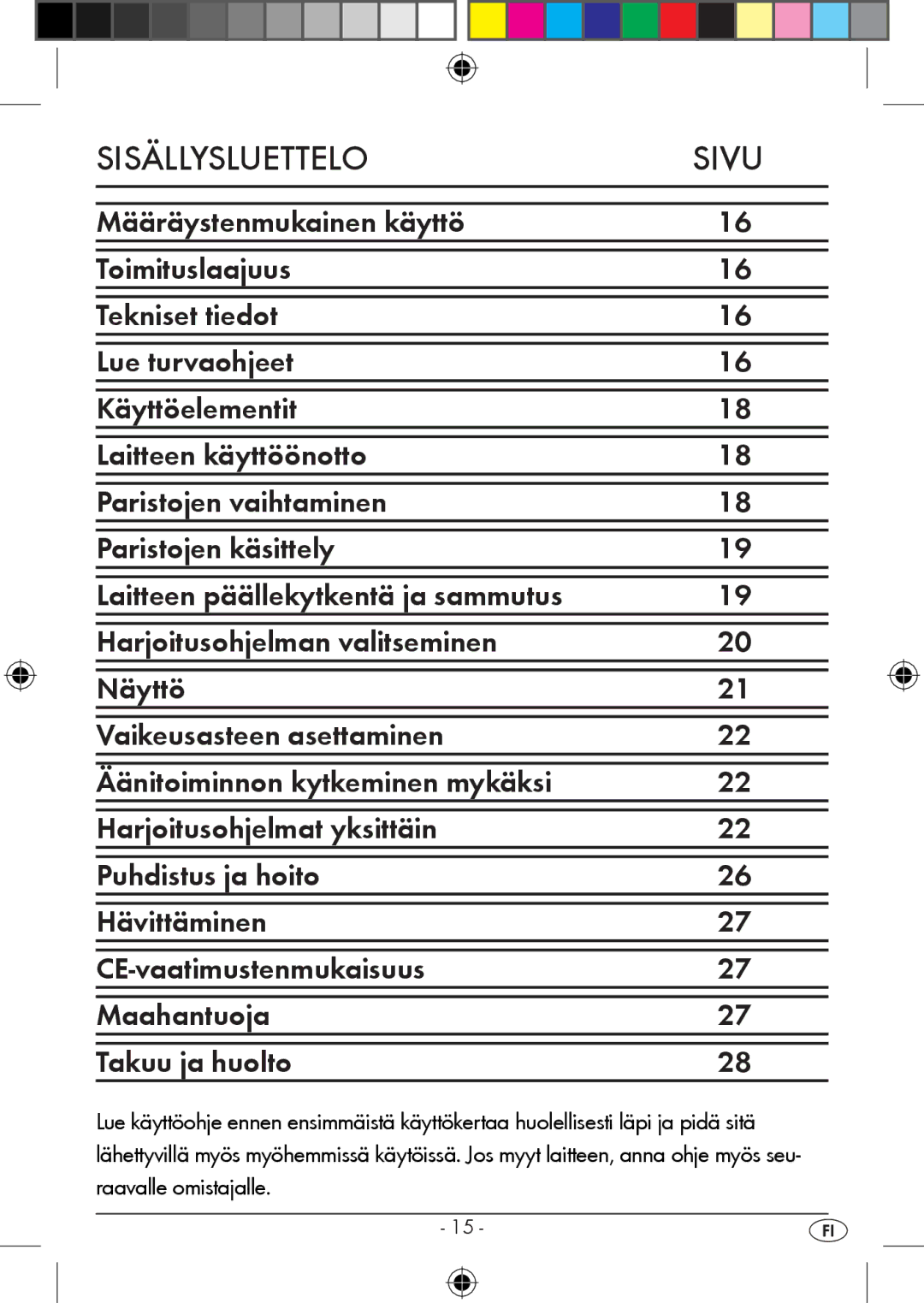 Kompernass KH 2283 instruction manual Sisällysluettelo Sivu 