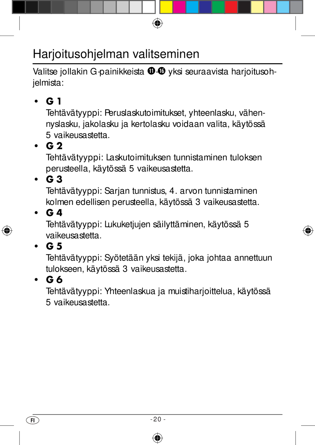 Kompernass KH 2283 instruction manual Harjoitusohjelman valitseminen 