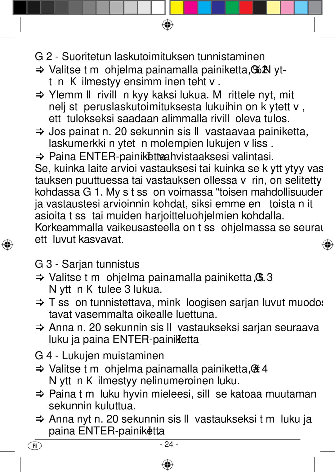 Kompernass KH 2283 instruction manual Paina ENTER-painiketta o vahvistaaksesi valintasi 