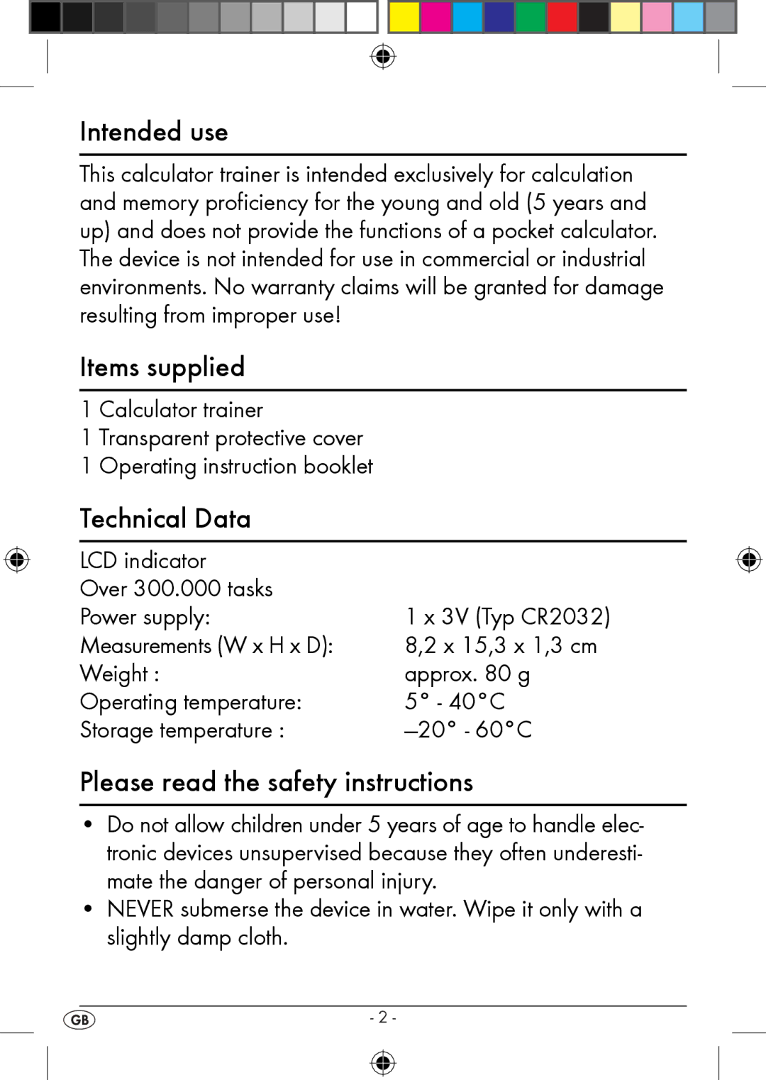 Kompernass KH 2283 instruction manual Intended use, Items supplied, Technical Data, Please read the safety instructions 