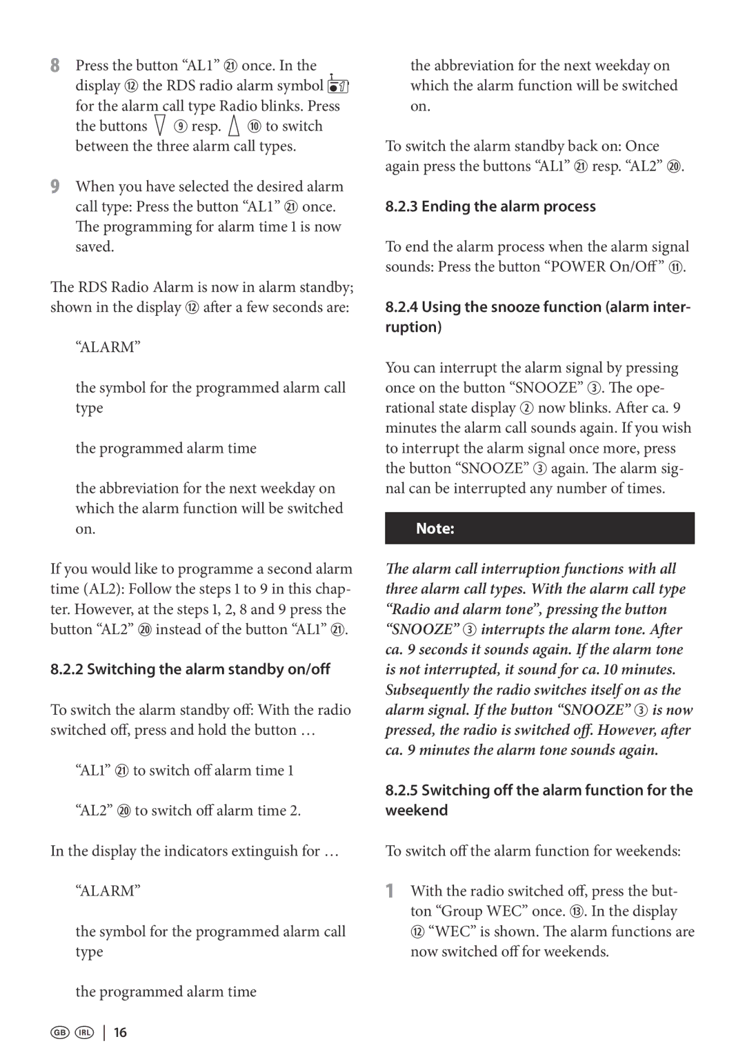 Kompernass KH 2295 operating instructions Switching the alarm standby on/off, Ending the alarm process 