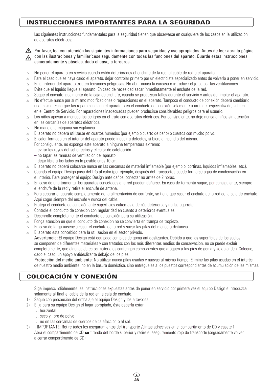 Kompernass KH 2300 manual Instrucciones Importantes Para LA Seguridad, Colocación Y Conexión 