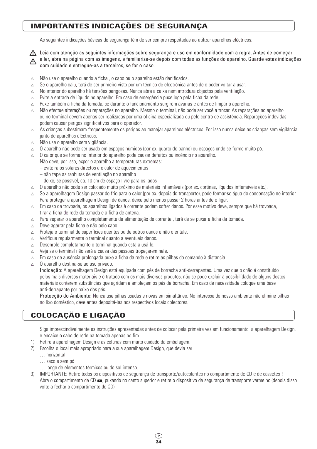 Kompernass KH 2300 manual Importantes Indicações DE Segurança, Colocação E Ligação 