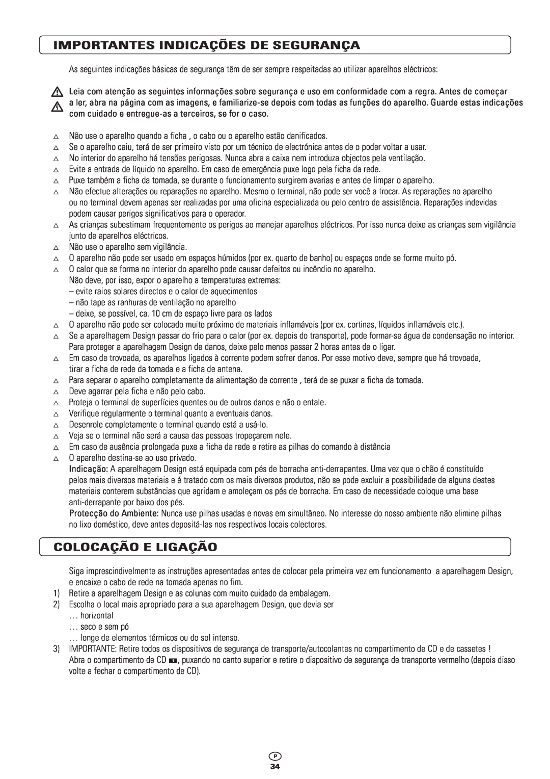 Kompernass KH 2300 manual Importantes Indicações De Segurança, Colocação E Ligação 