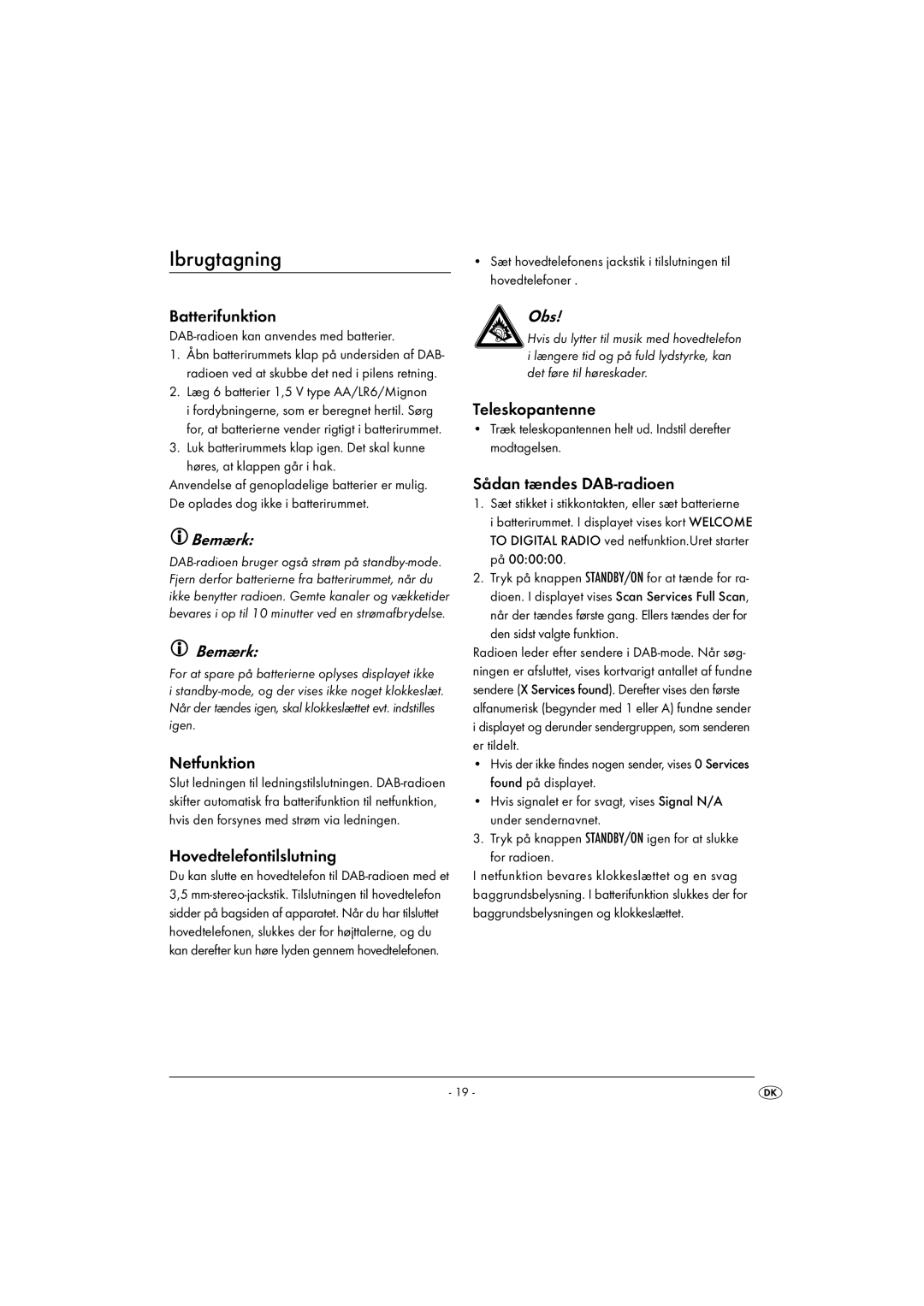 Kompernass KH 2314 manual Ibrugtagning 