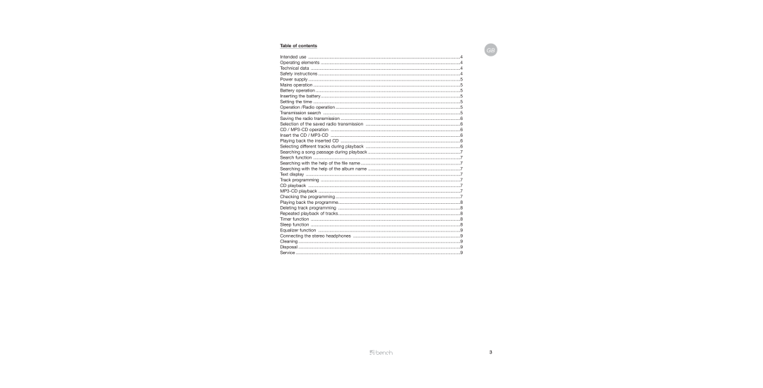 Kompernass KH 2333, KH 2331, KH 2332 instruction manual Table of contents 